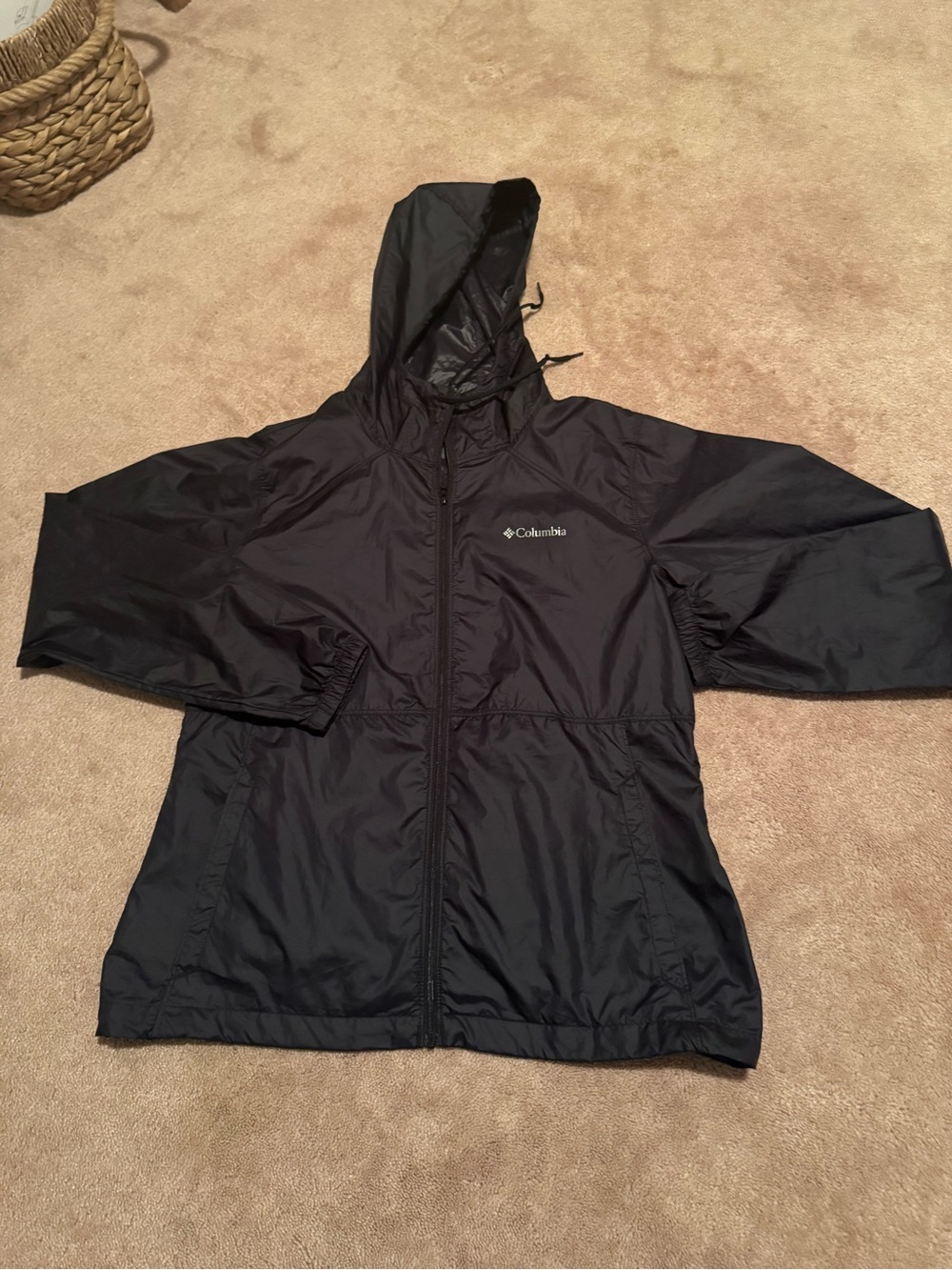 Columbia Women's Black Hooded Packable Rain Jacket